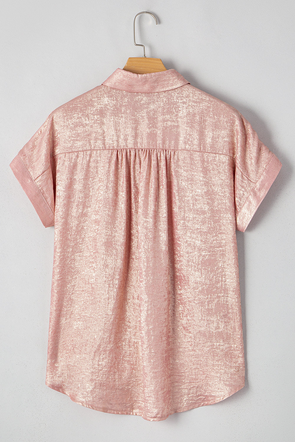 Kiana Metallic Buttoned Loose Fit Short Sleeve Shirt