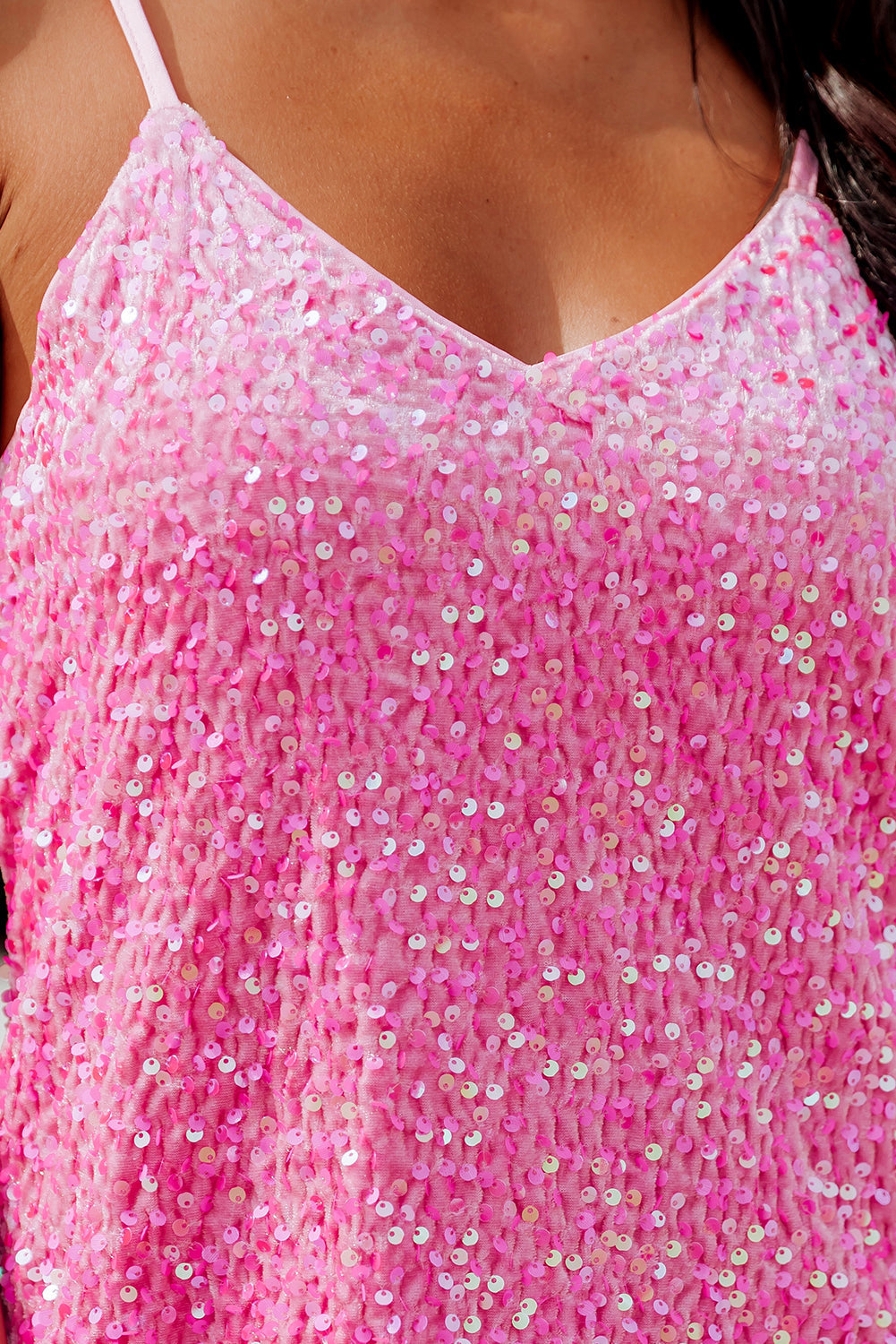 Daleyza Sequin Adjustable Straps Tank Top