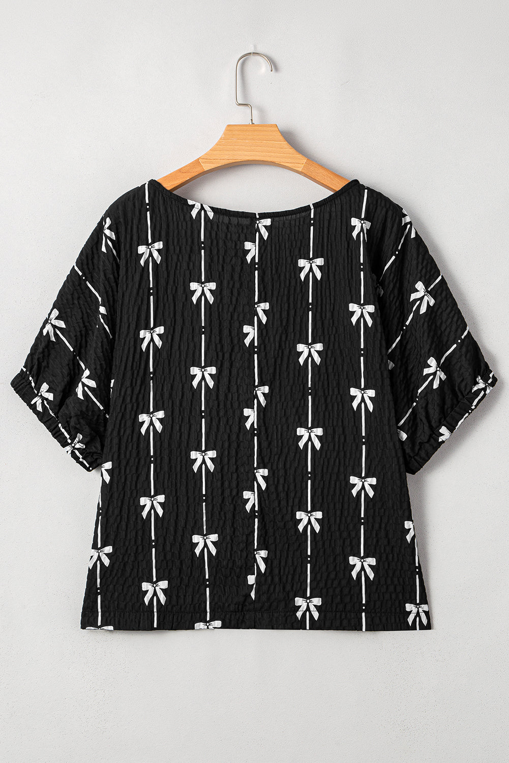 Aviana Bow Print Puff Short Sleeve Top